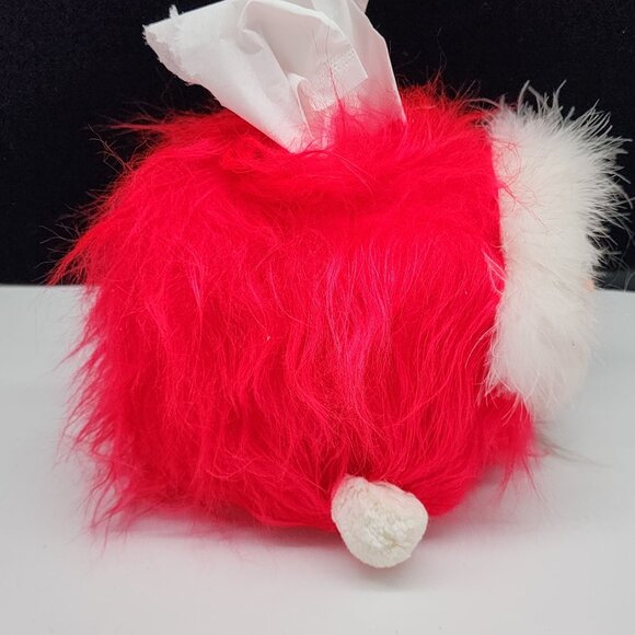 Vintage Kitschy Santa Claus Fuzzy Tissue Box Cover Holder Christmas Holiday Deco - Picture 5 of 7